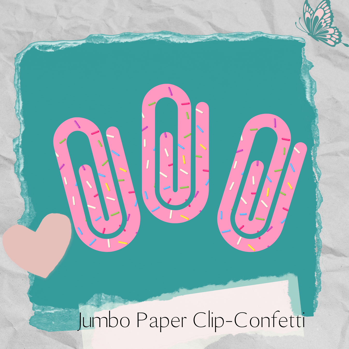 Jumbo Paperclips-Confetti