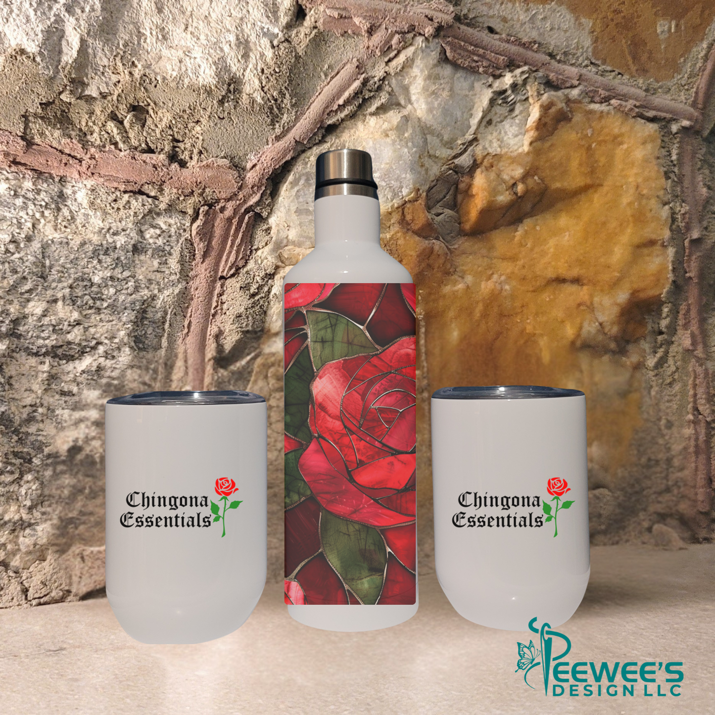 Bottle and Wine Cup Set-Women Empowered Design