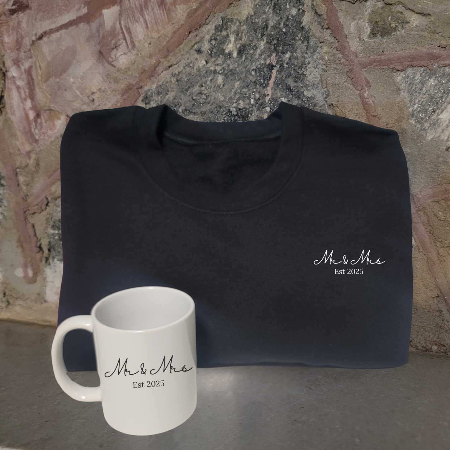 Set of Mr and Mrs Mug and Sweatshirt