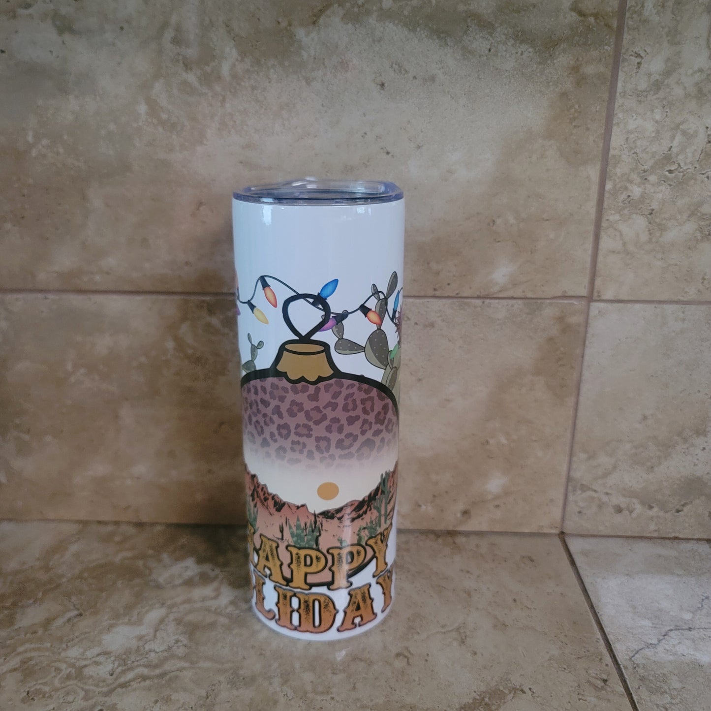 Desert Cactus and Lights Fall Holiday Themed Tumblers 20oz Cup